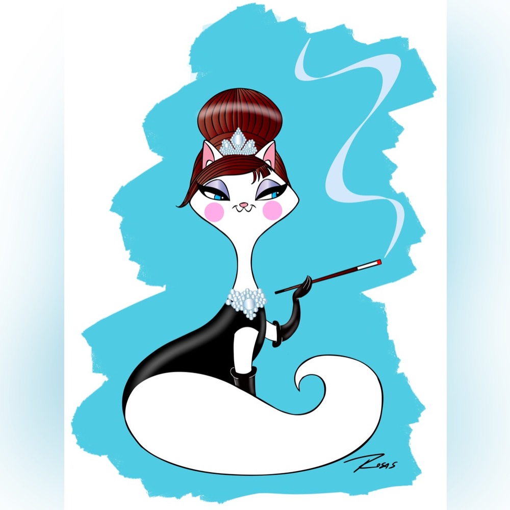 Breakfast at Tiffany’s “Audrey Cat” Art Print 8.5 x 11”